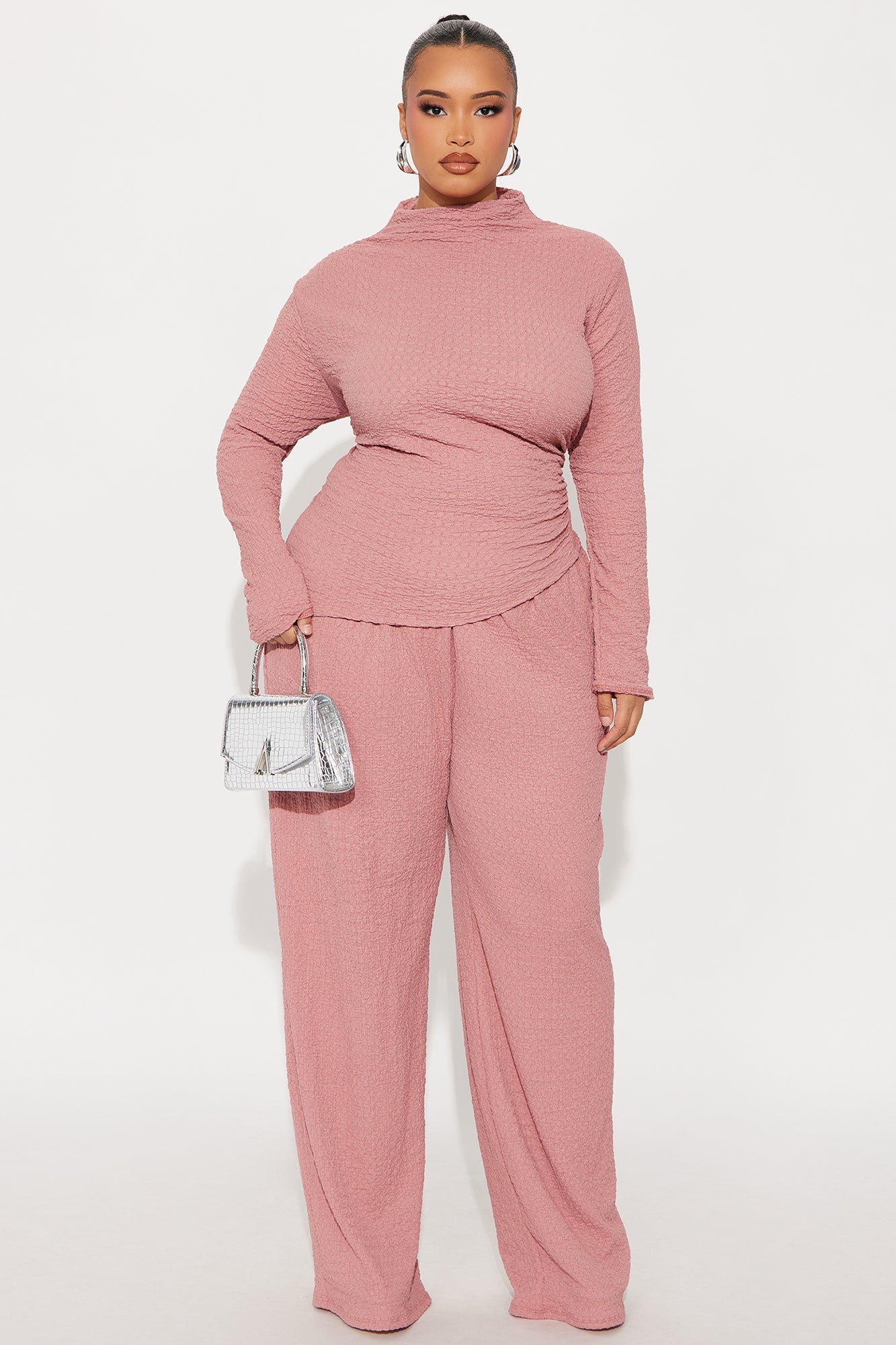 Ariella Textured Pant Set - Mauve