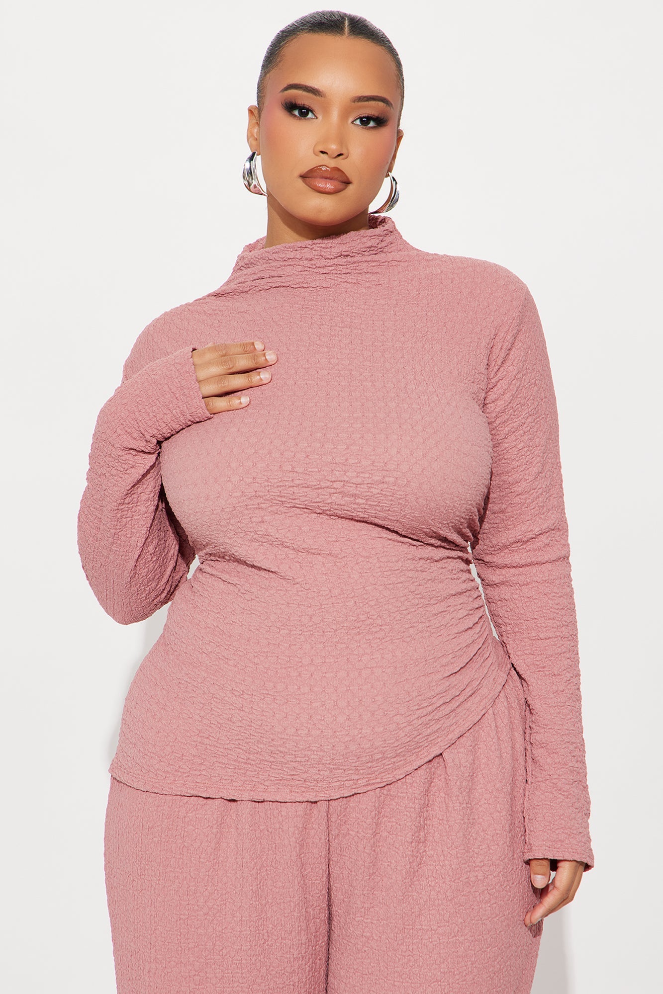 Ariella Textured Pant Set - Mauve