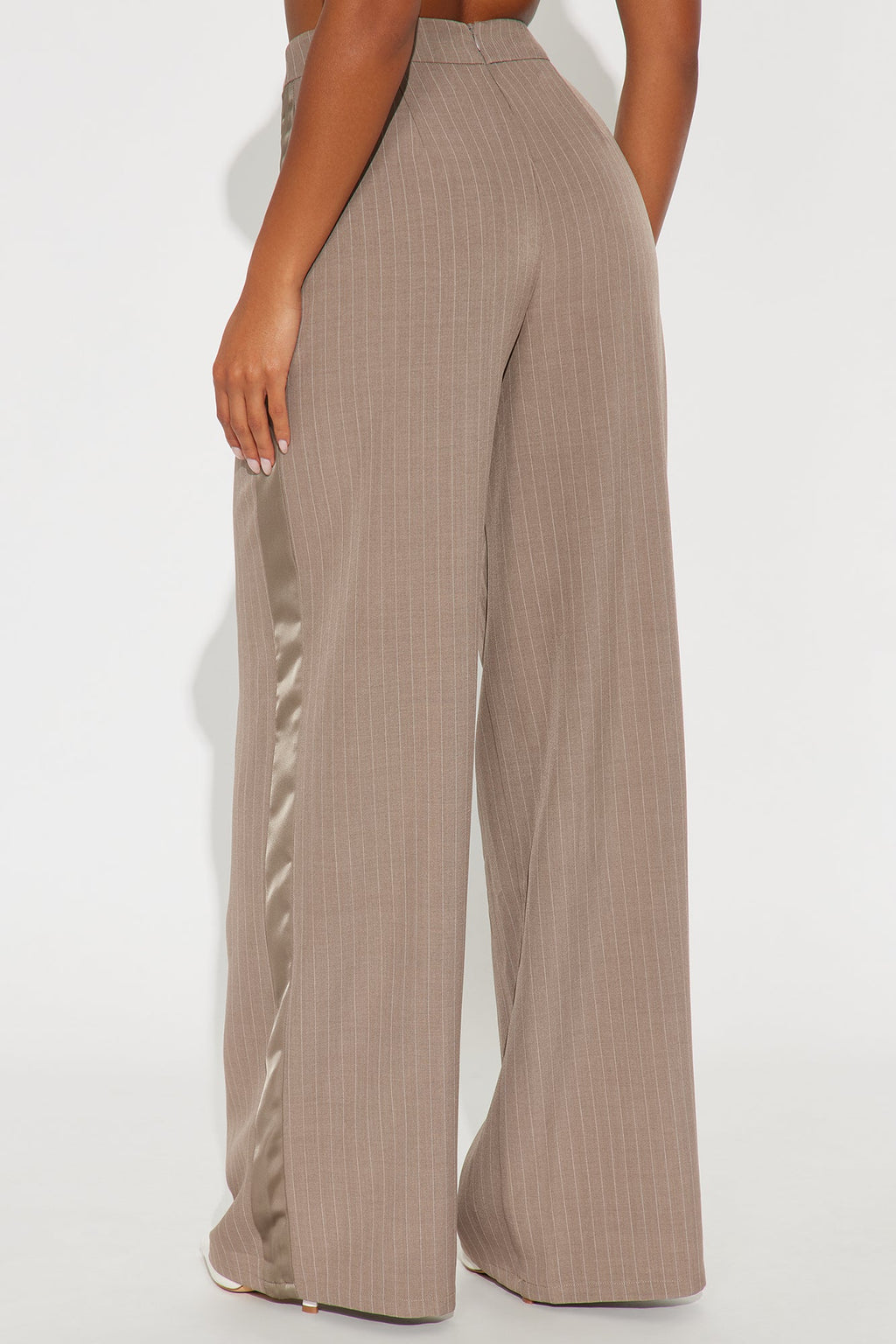 Don't Need To Pretend Pinstripe Wide Leg Trouser Pant 33 - Stone 