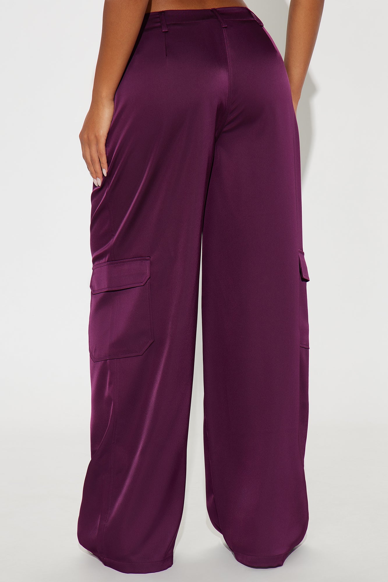 Pretty Girl Walk Satin Cargo Pant - Plum 