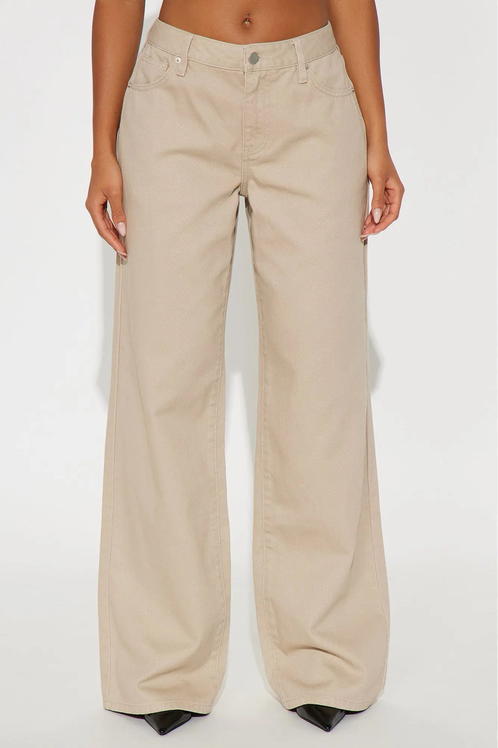 Be A Rockstar Twill Wide Leg Pant 33″ - Beige 