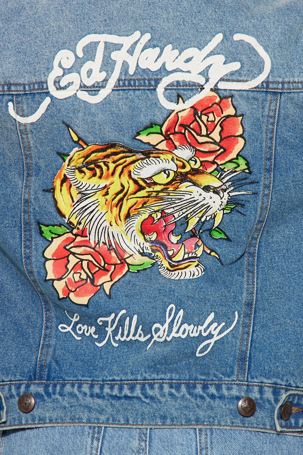 Ed Hardy Screaming Tiger Denim Jacket - Light Wash