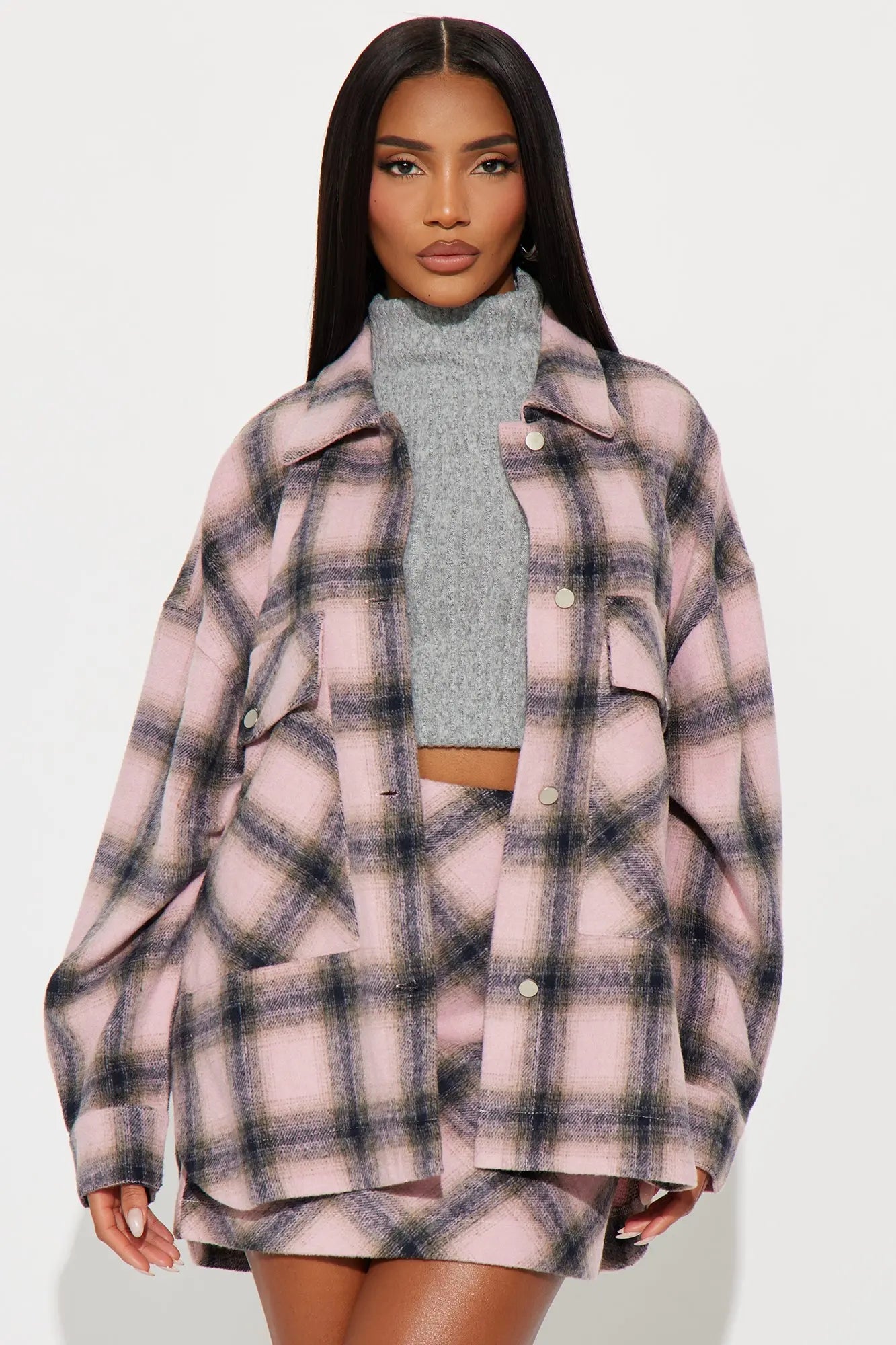 Preppy Princess Plaid Skirt Set - Pink/combo 
