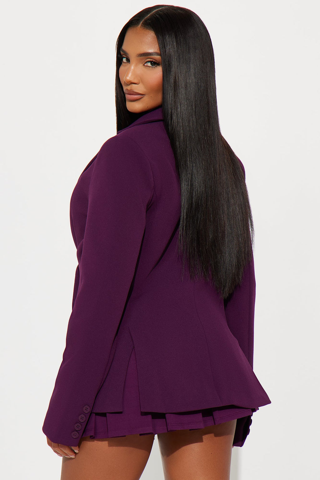 Goal Getter Double Breasted Blazer - Plum