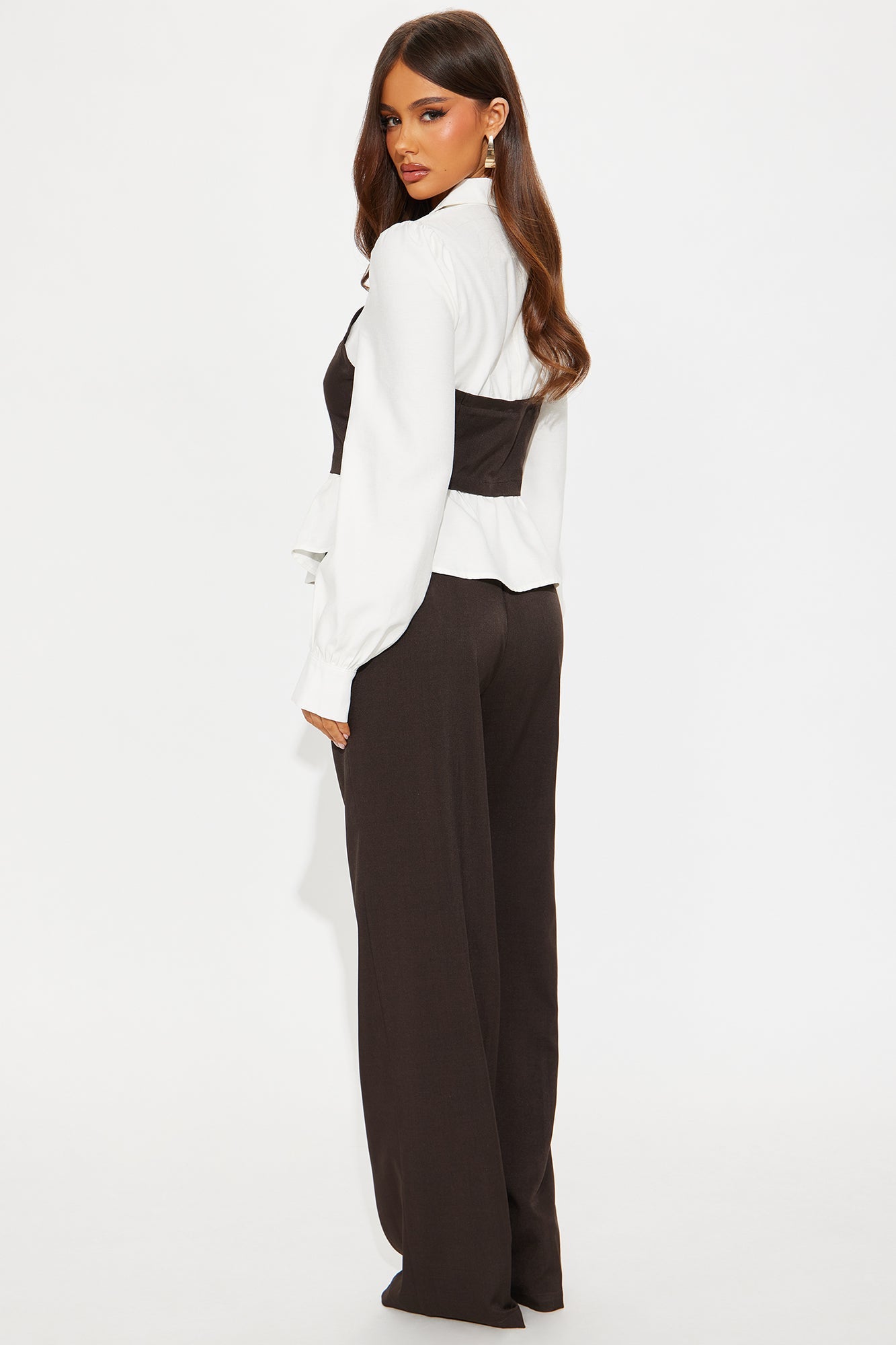 Alondra Lace Up Pant Set - Chocolate 