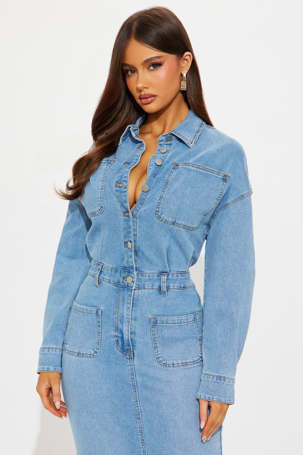 Pretty Probs Denim Maxi Dress - Denim 