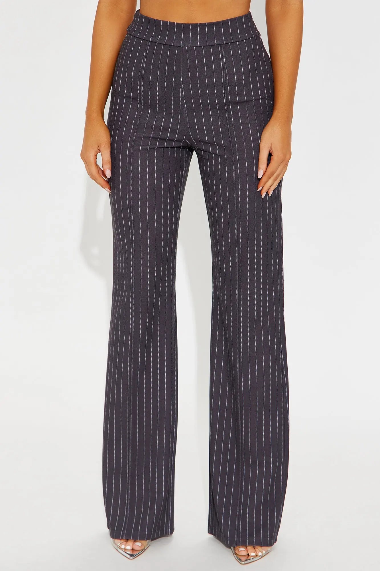 Victoria High Waisted Dress Pant Pinstripe - Grey/combo 