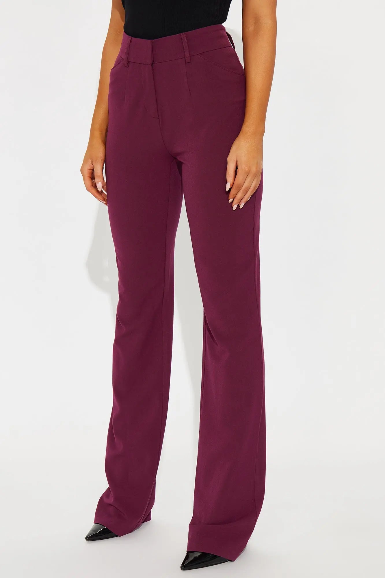 Tall Tasha Dressy High Rise Pants - Burgundy 