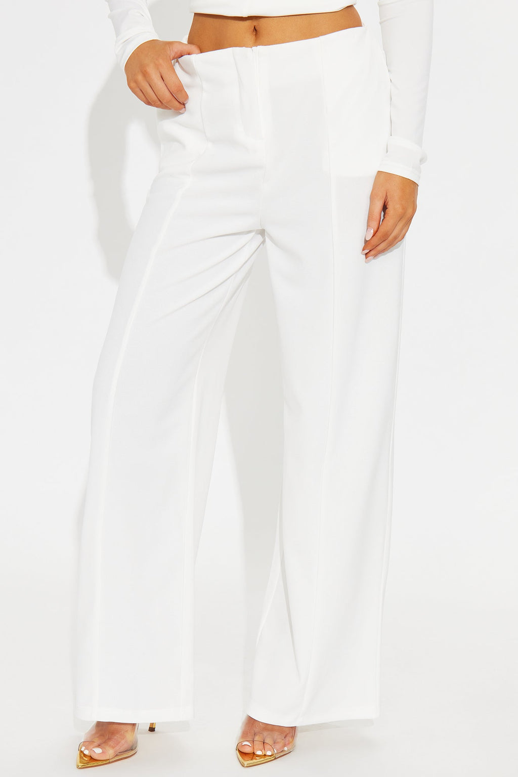 On A Conference Call Wide Leg Trouser Pant 31 - Off White 