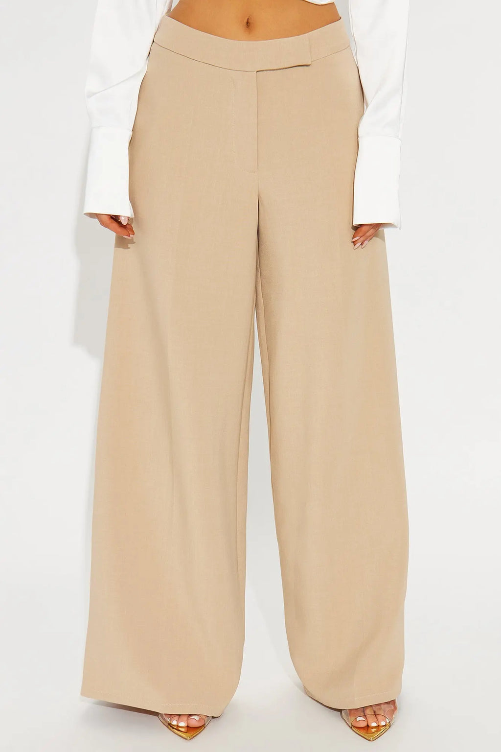 Not On The Checklist Wide Leg Trouser Pant - Khaki 