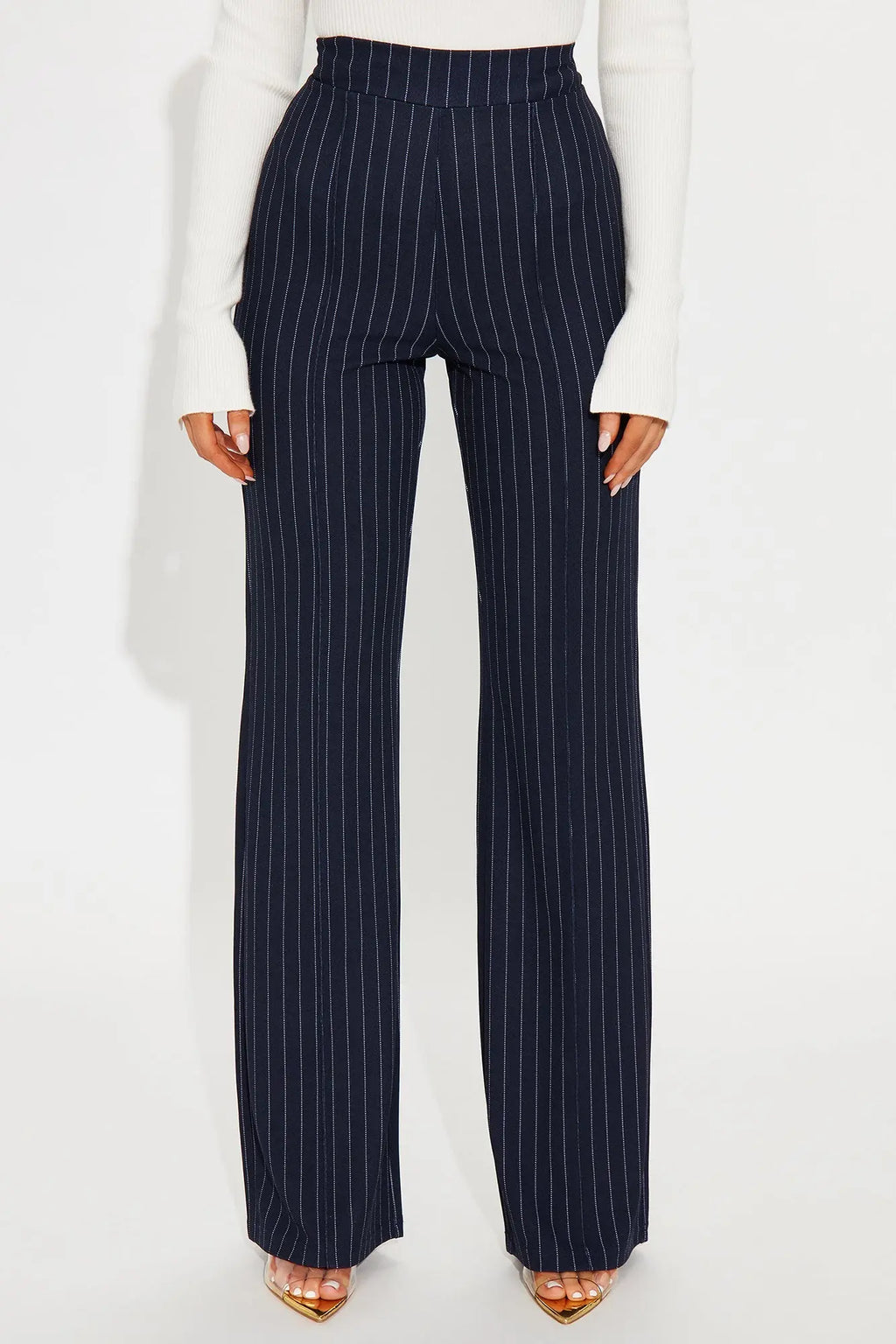 Victoria High Waisted Dress Pant Pinstripe - Navy/combo 