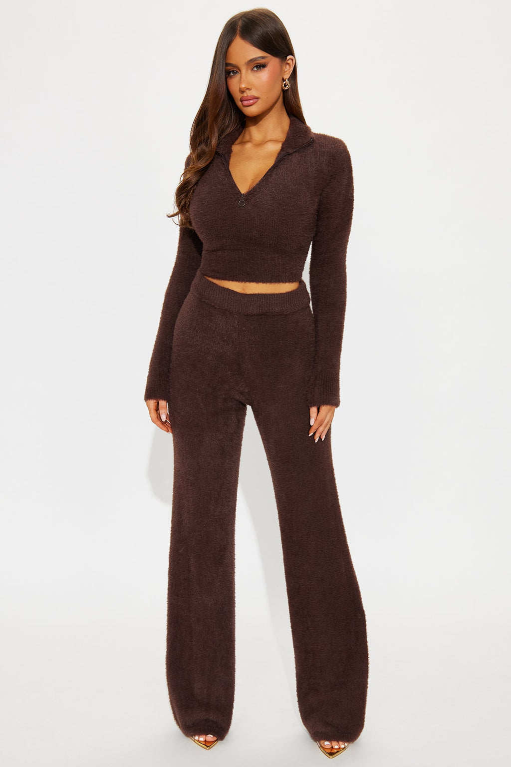 Keep Me Cozy Sweater Pant Set - Chocolate 