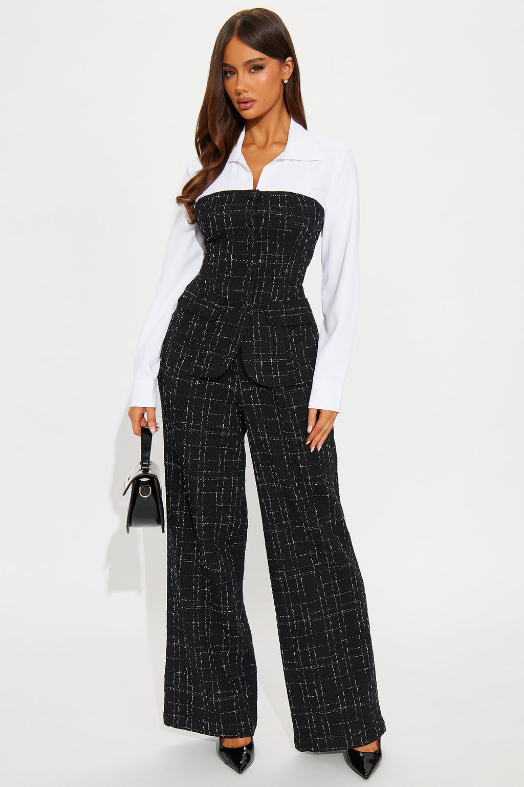 Marlowe Tweed Pant Set - Black 