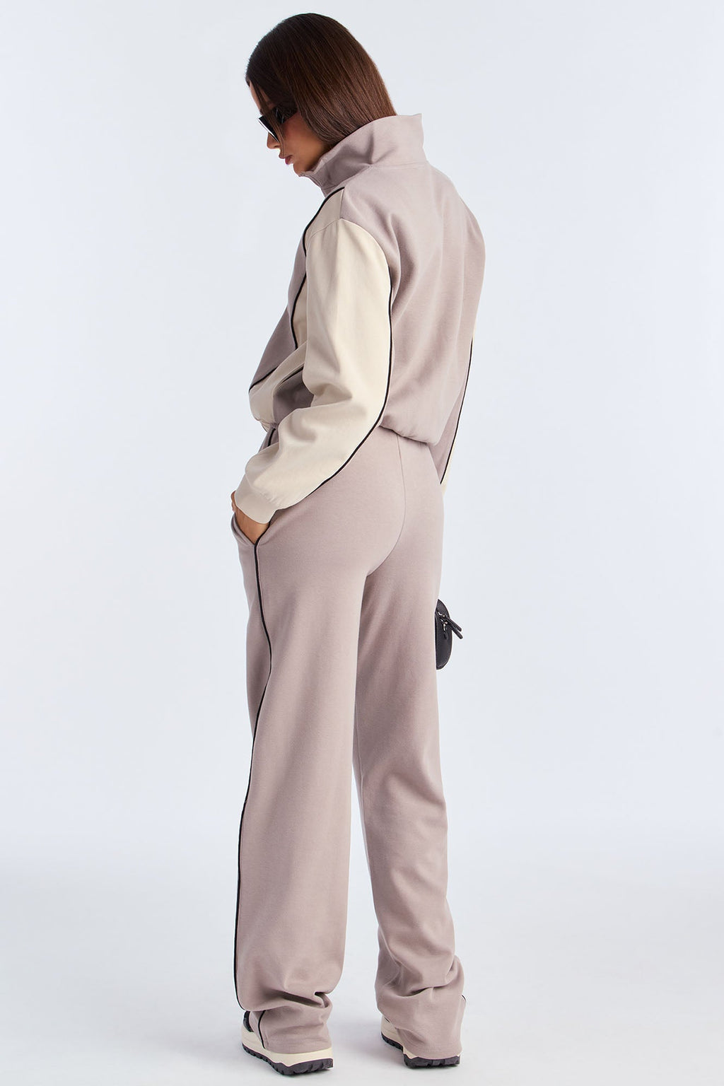 Set The Pace Ponte Track Pant Set - Taupe