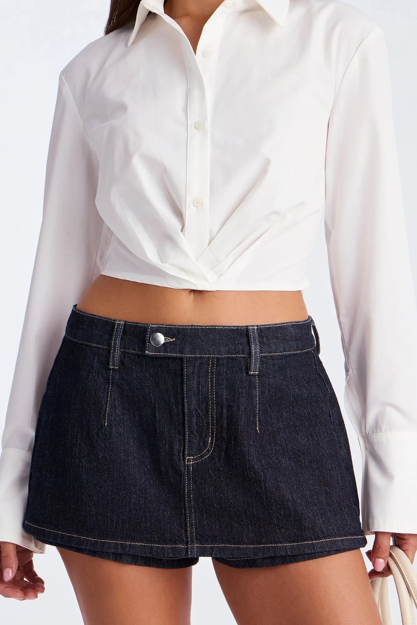 Harley Micro Mini Denim Peekaboo Skort - Rinse Blue Wash 