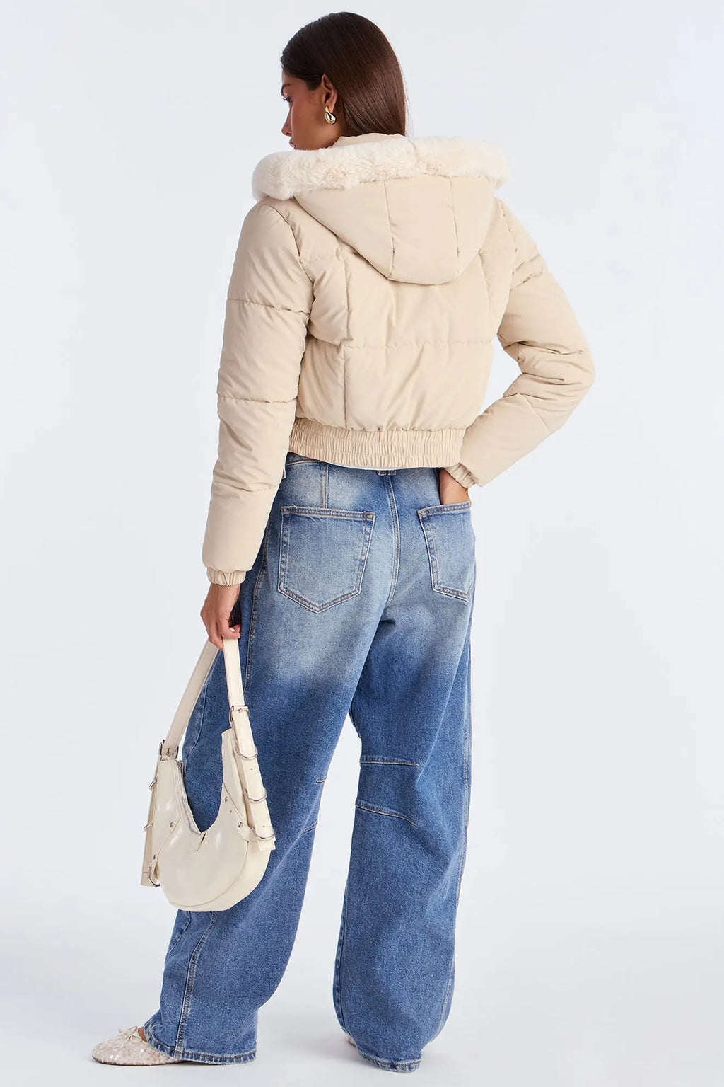Urban Pulse Fur Hood Puffer Jacket - Cream 