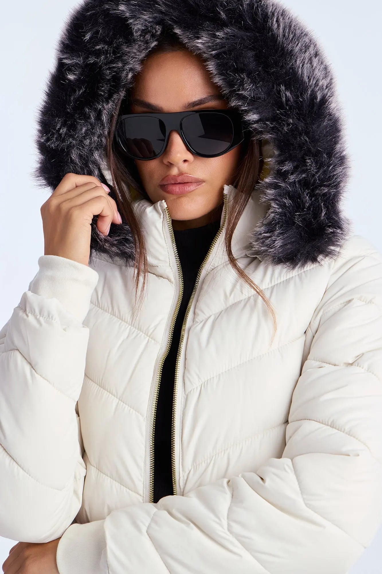 Ski Date Hooded Puffer Jacket - Pearl 