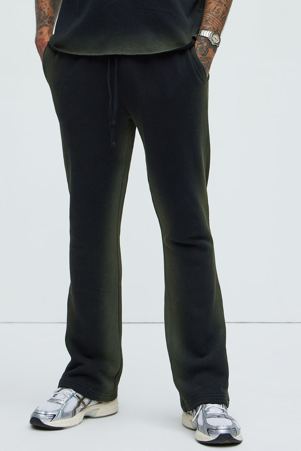 Tyson Blurred Lines Skinny Flare Sweatpants - Black