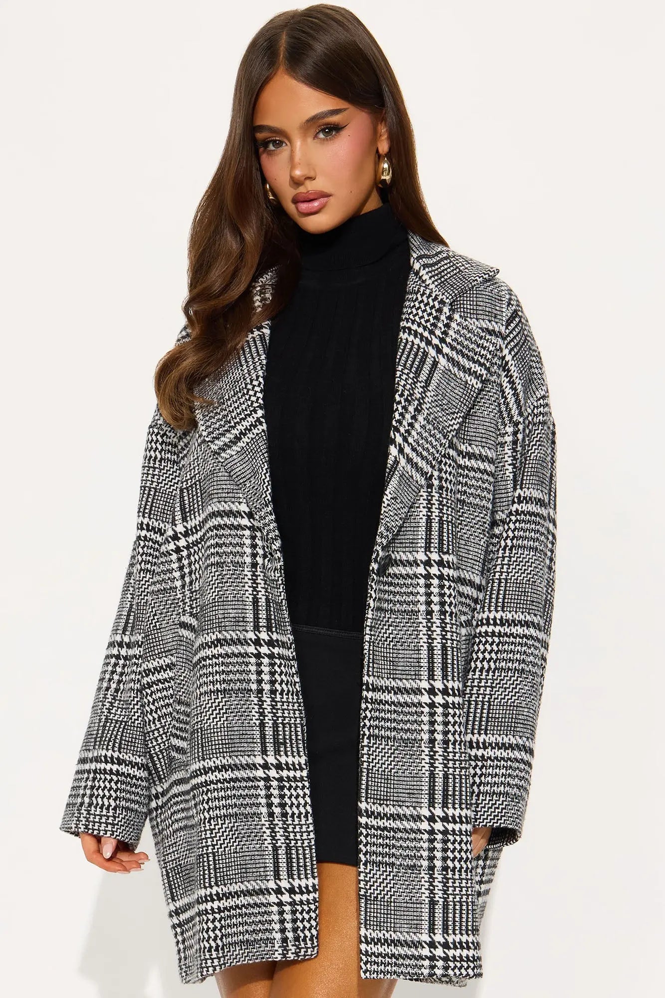 Freya Plaid Wool Coat - Black/combo 