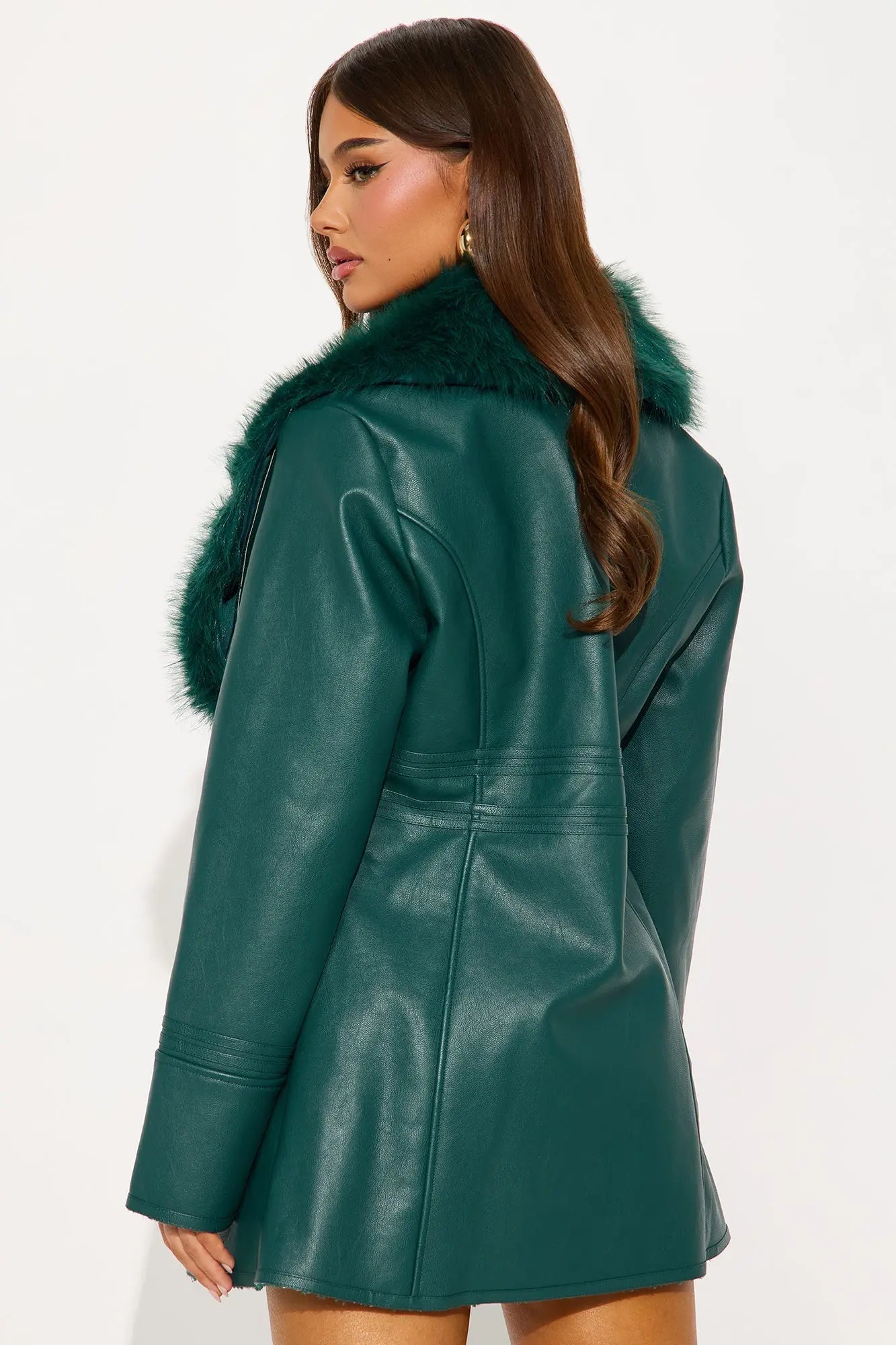 After Hour Faux Leather Coat - Hunter 