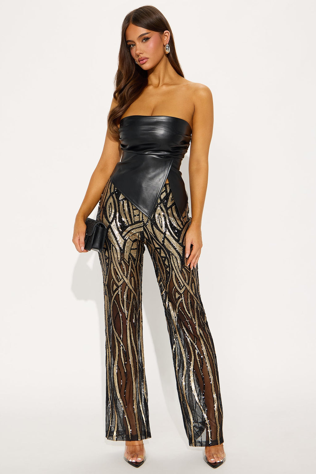 Life Of The Party Sequin Pant 32″ - Black/Gold 
