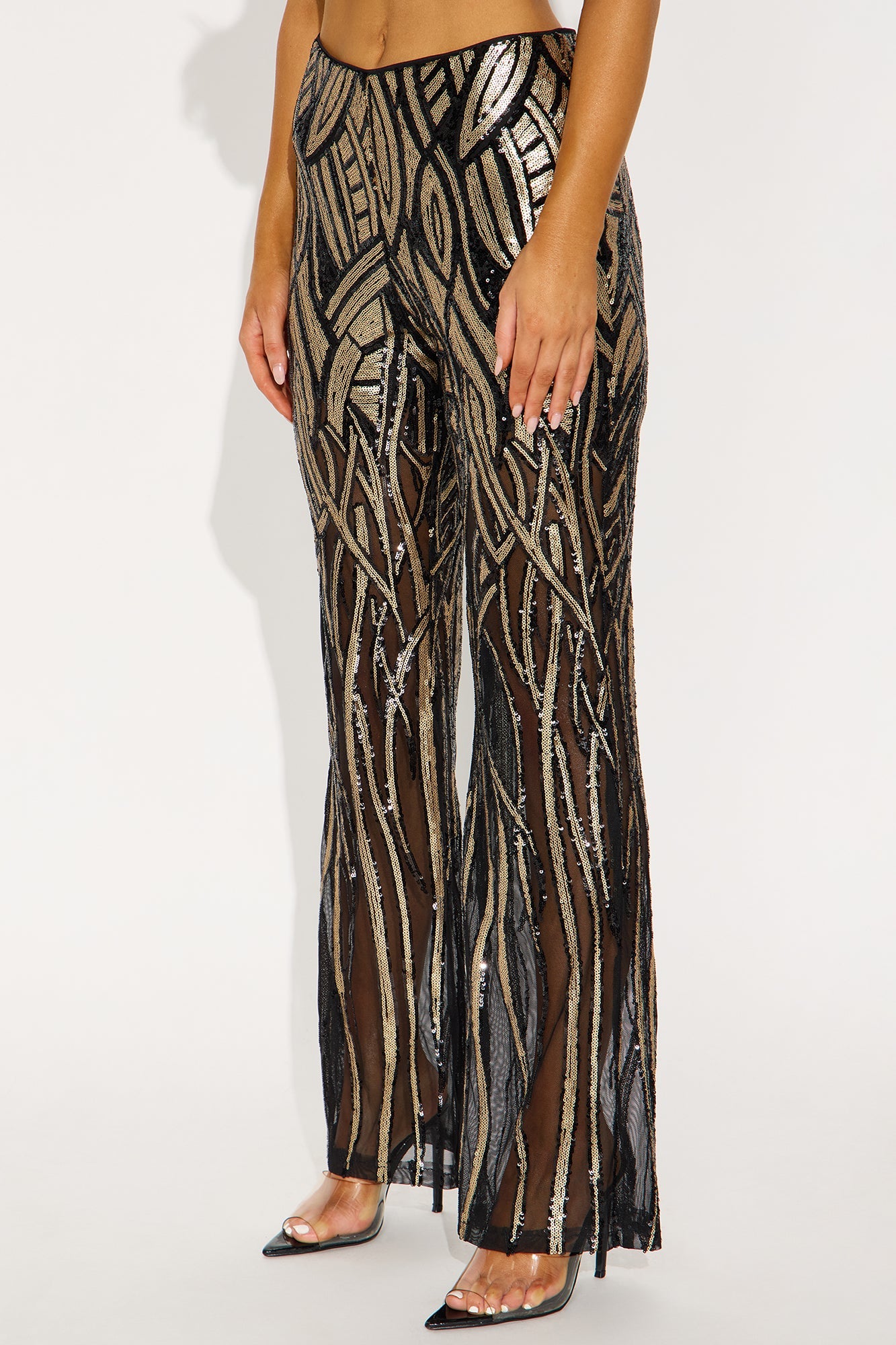 Life Of The Party Sequin Pant 32″ - Black/Gold 