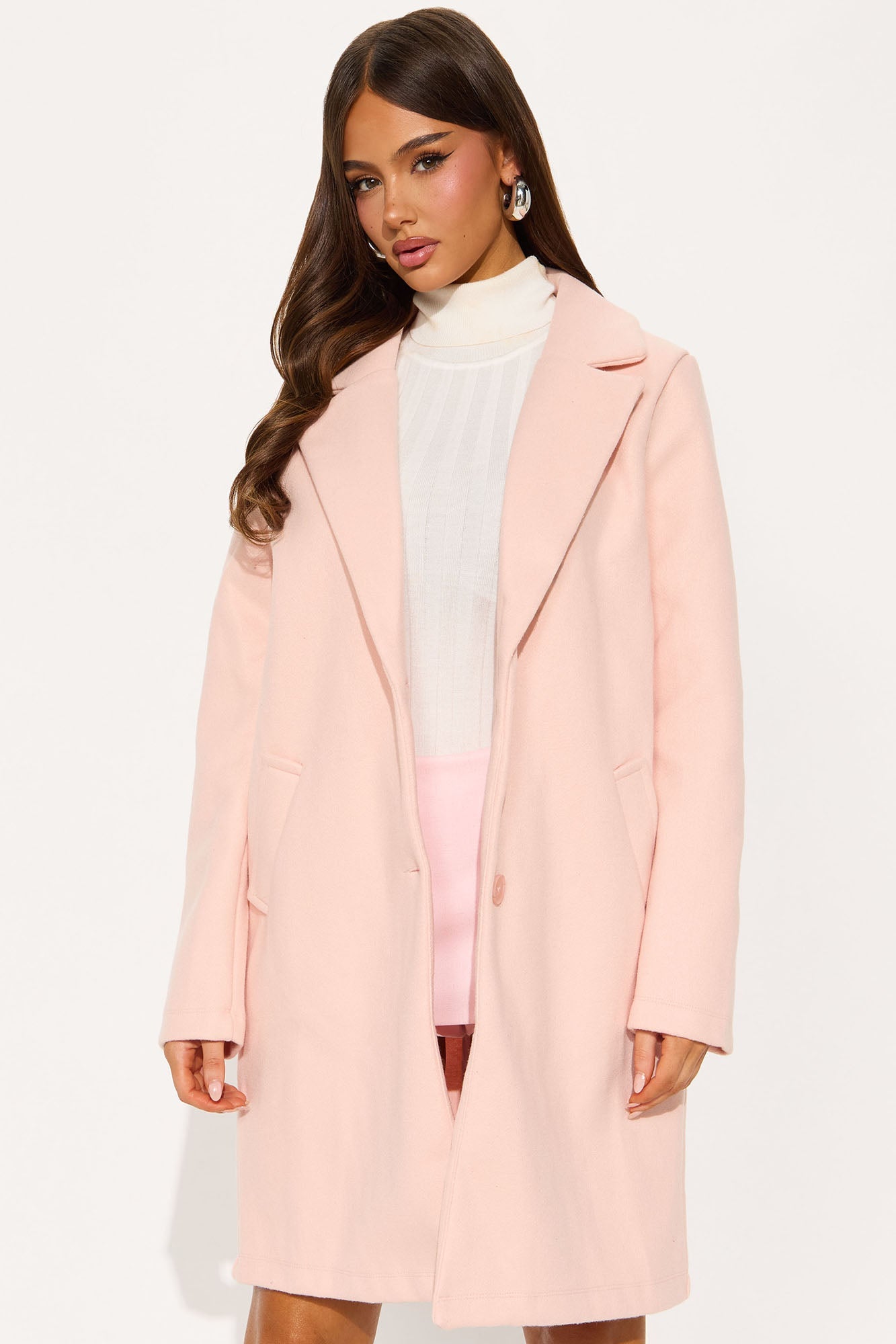 Hit The Town Button Up Coat - Blush