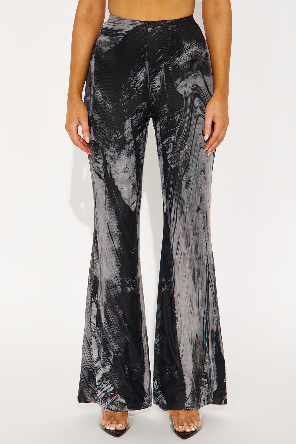Mood Change Marbled Mesh Flare Pant 32″ - Grey/combo 