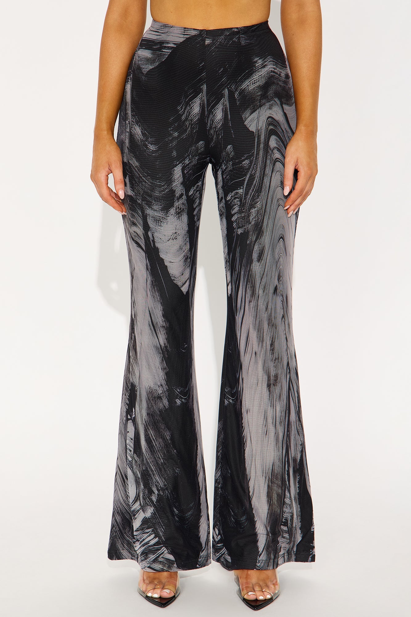Mood Change Marbled Mesh Flare Pant 32″ - Grey/combo 