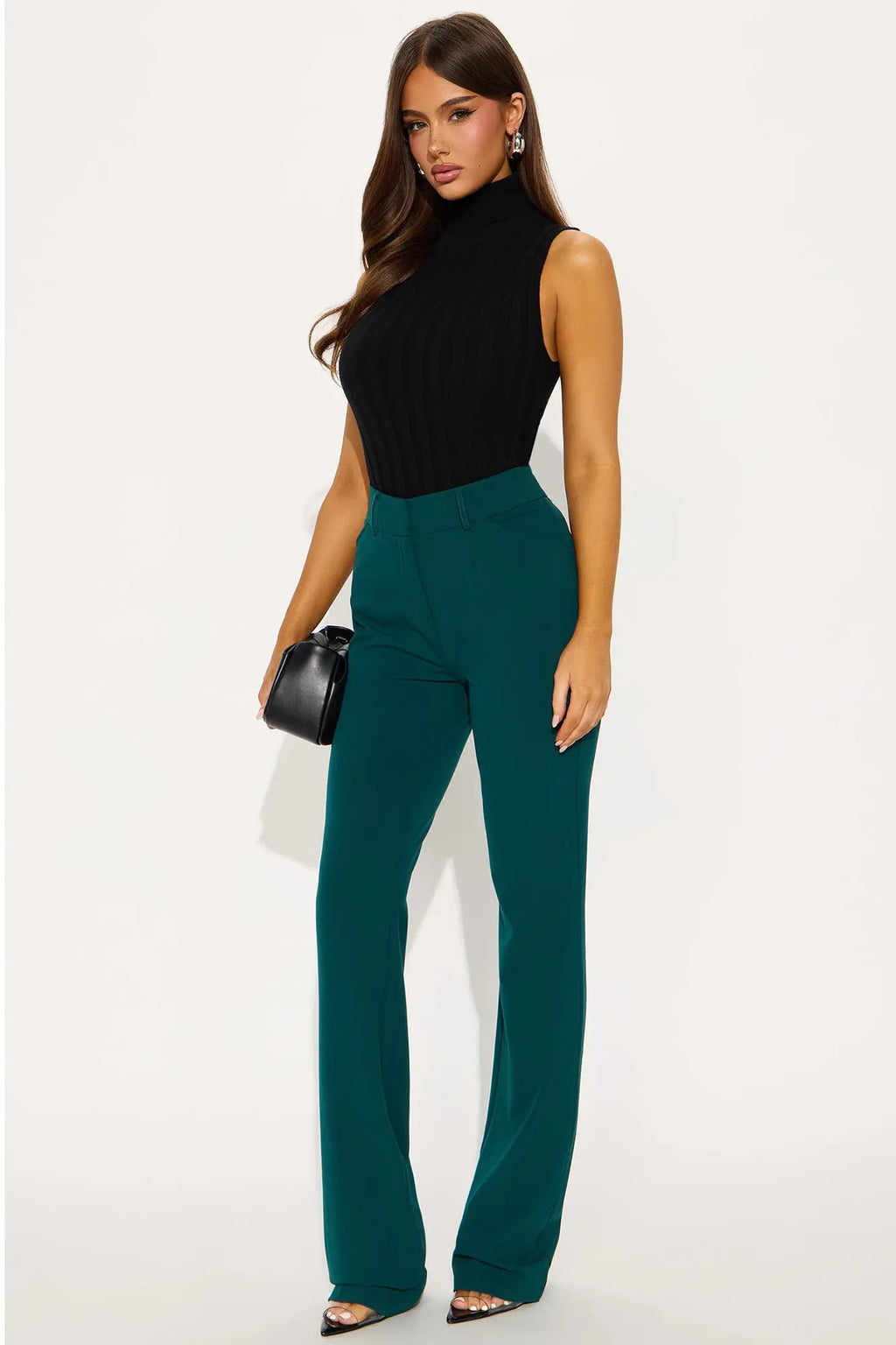 Tall Tasha Dressy High Rise Pants - Hunter Green 