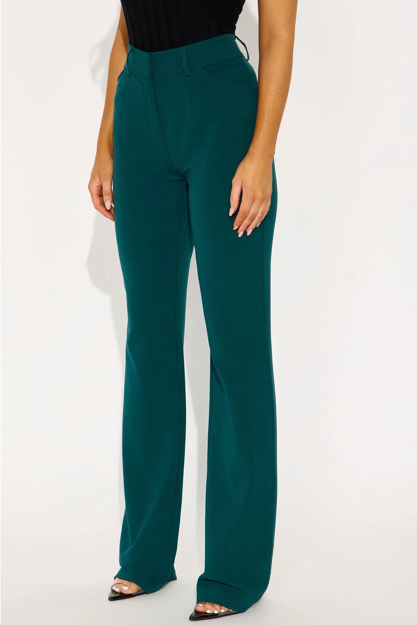 Tall Tasha Dressy High Rise Pants - Hunter Green 