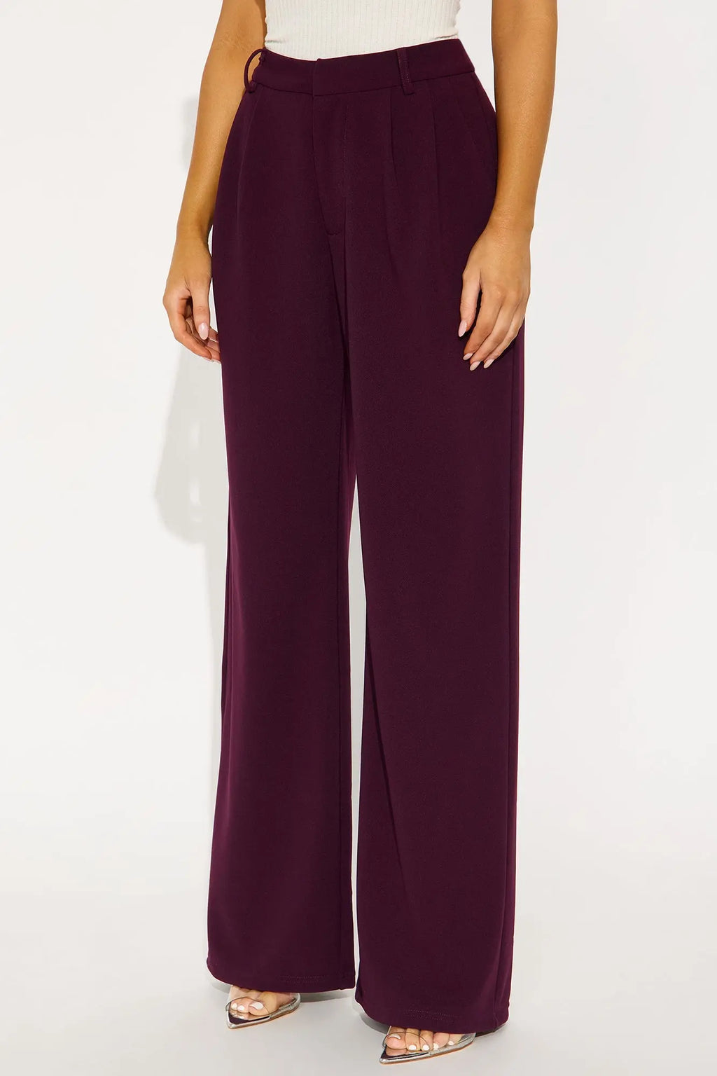 Elma Wide Leg Trouser - Eggplant 