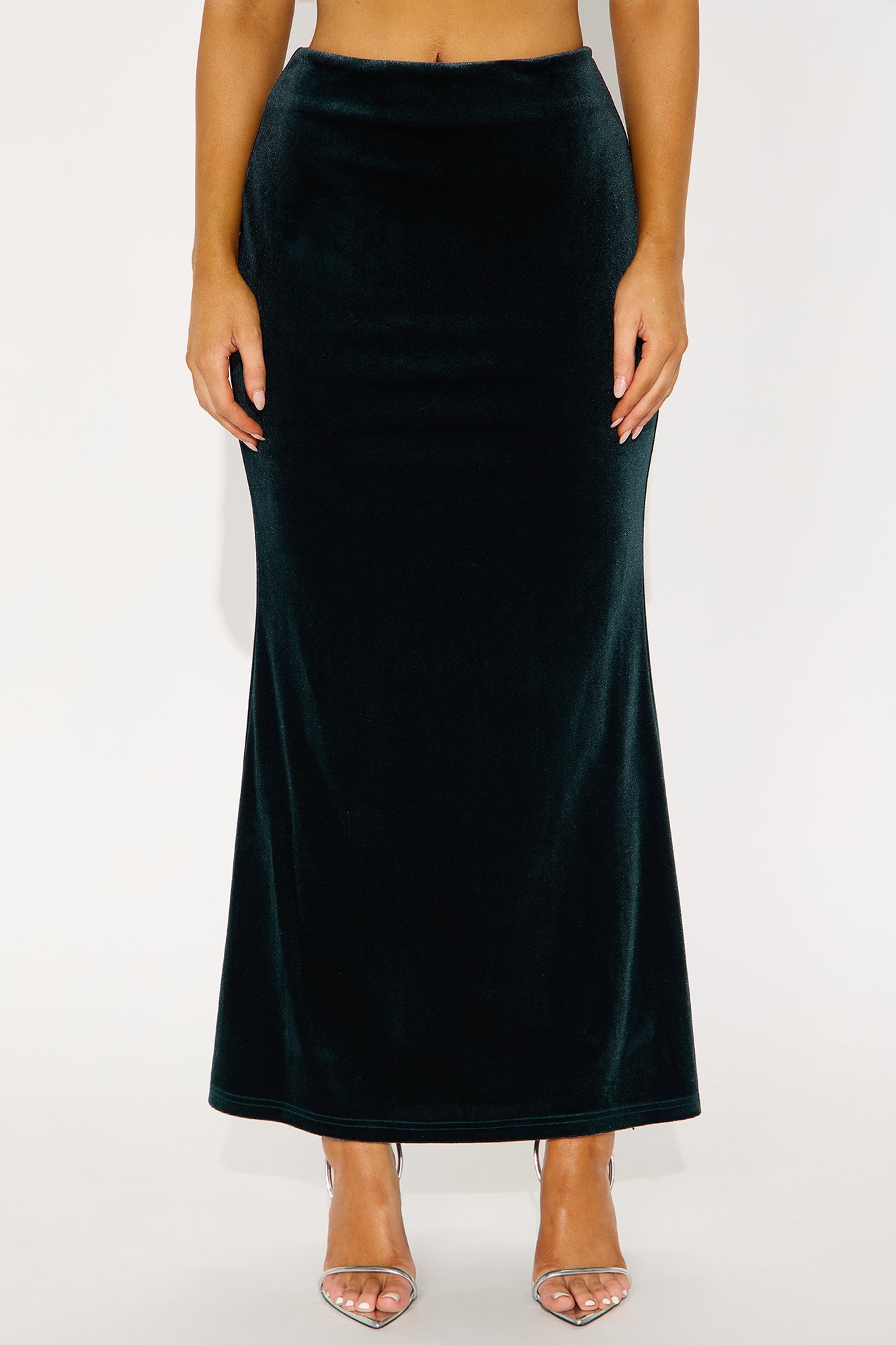 Ramona Velvet Mermaid Maxi Skirt - Emerald 