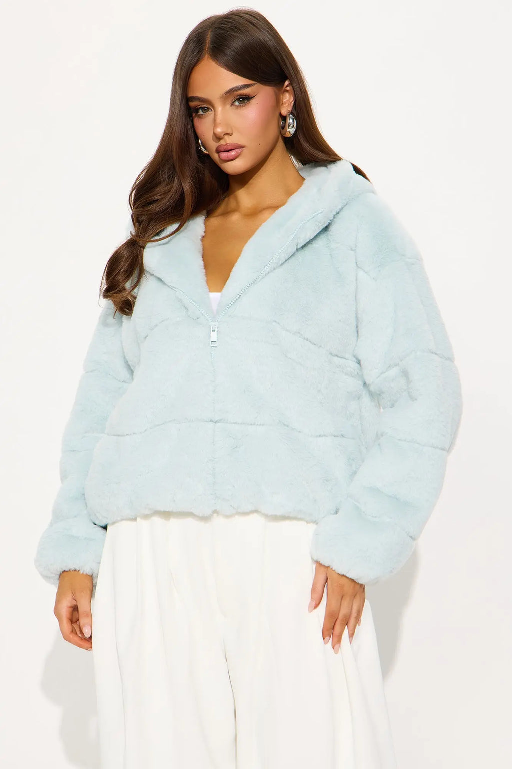Leah Faux Fur Jacket - Blue 