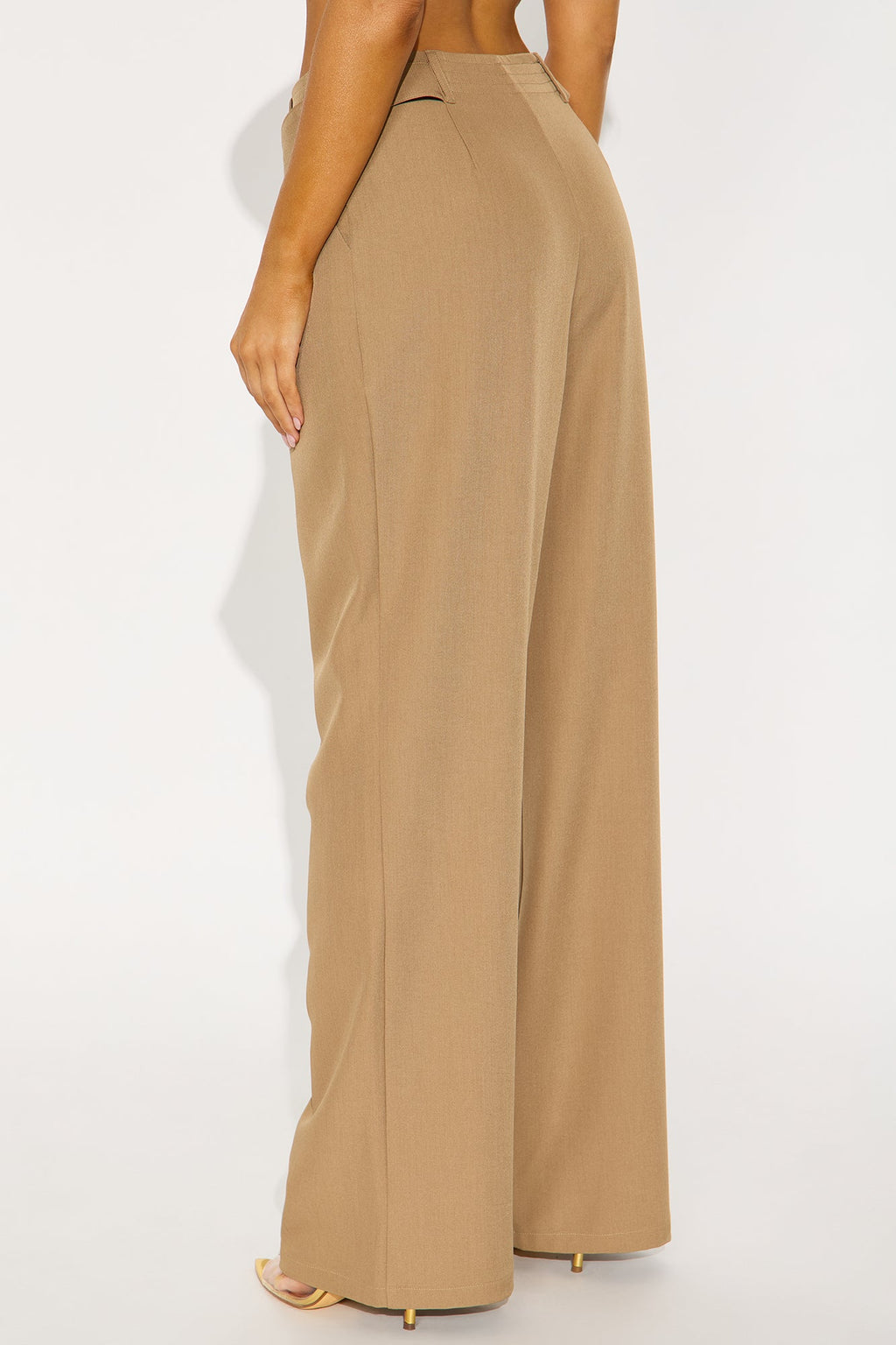 Business Plan Pleated Wide Leg Trouser Pant 32″ - Khaki 