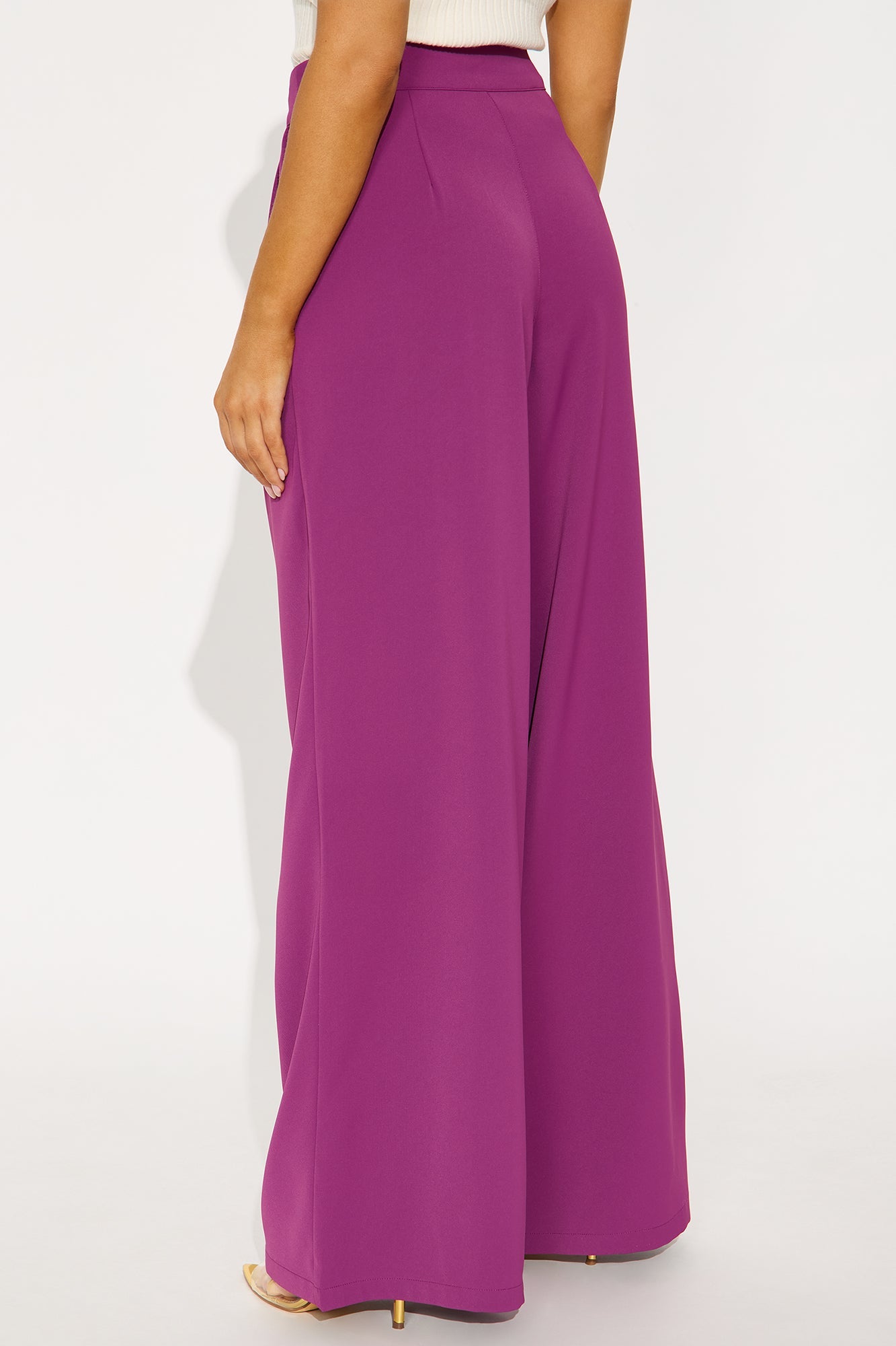 Candice Pleated Wide Leg Trouser Pant 33″ - Raspberry 