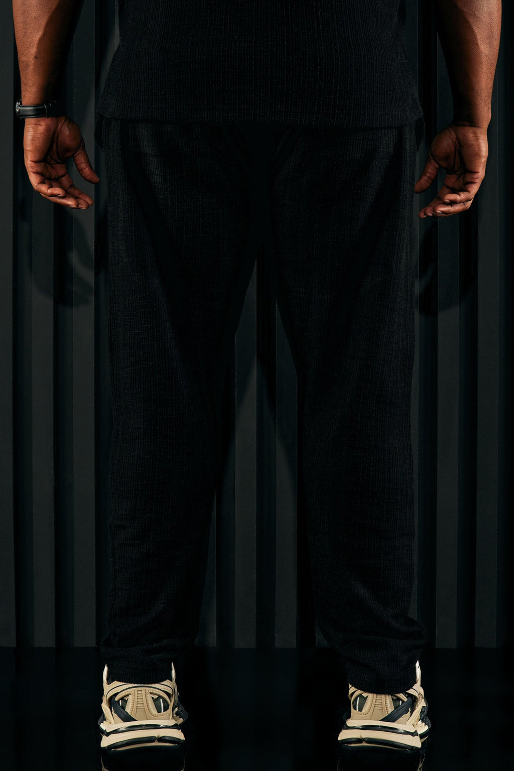 Dean Textured Slim Pants - Black