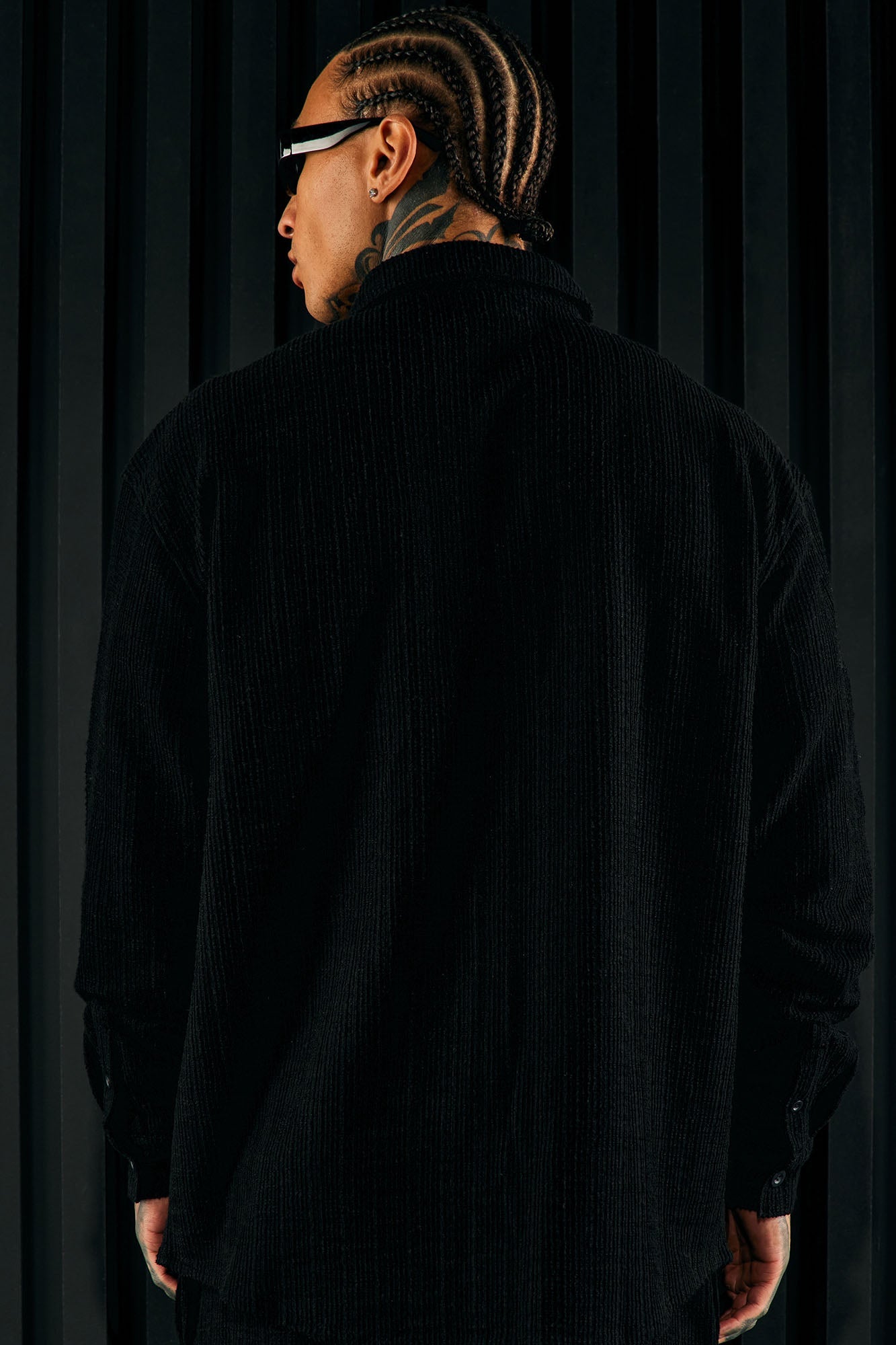 Dean Textured Long Sleeve Button Up Shirt - Black