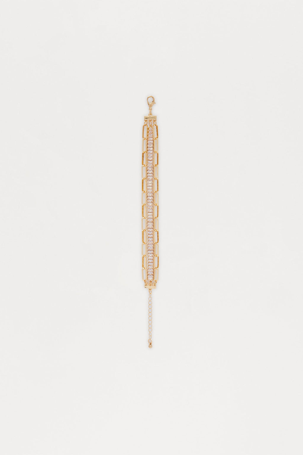 Lux Links Rhinestone Trim Embellished Bracelet - Gold