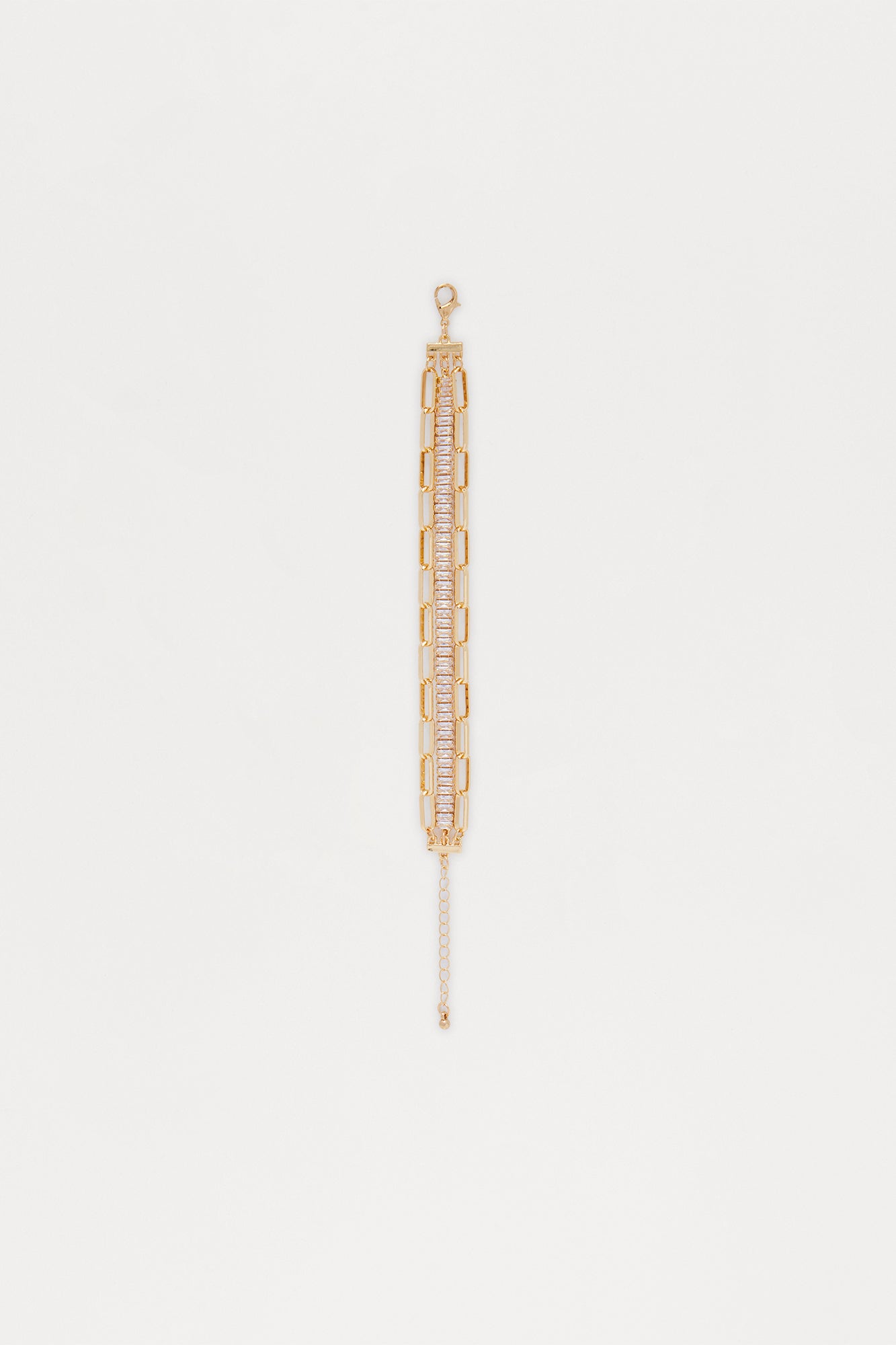 Lux Links Rhinestone Trim Embellished Bracelet - Gold