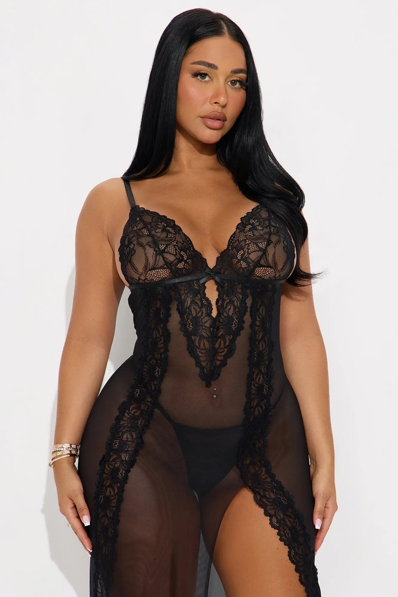 Best Kept Secret Mesh Maxi Gown - Black 
