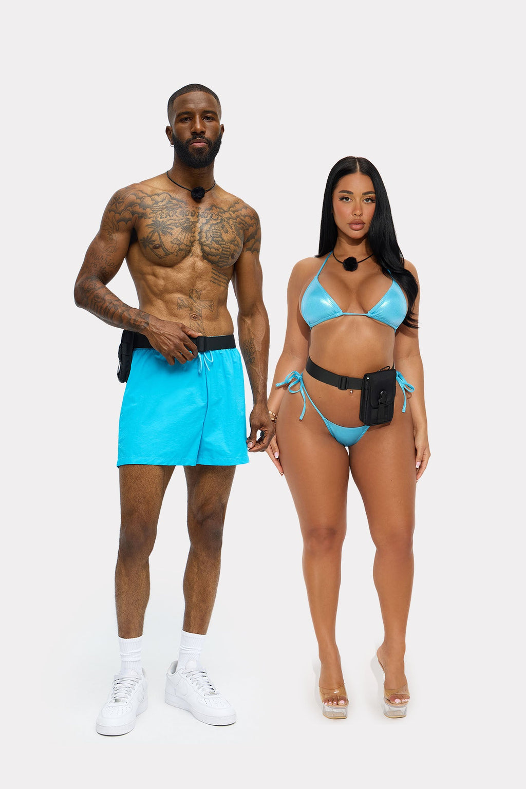 Villa Bombshell Babe 4 Piece Bikini And Mic Halloween Costume - Blue