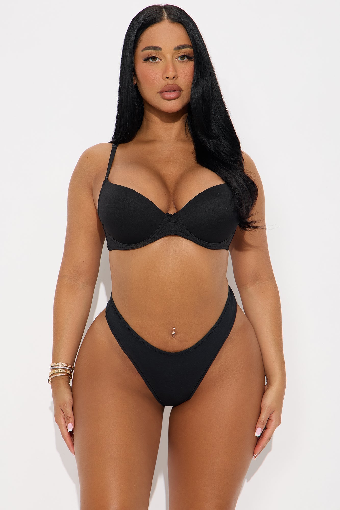 Always Comfy Cotton Thong Panty - Black