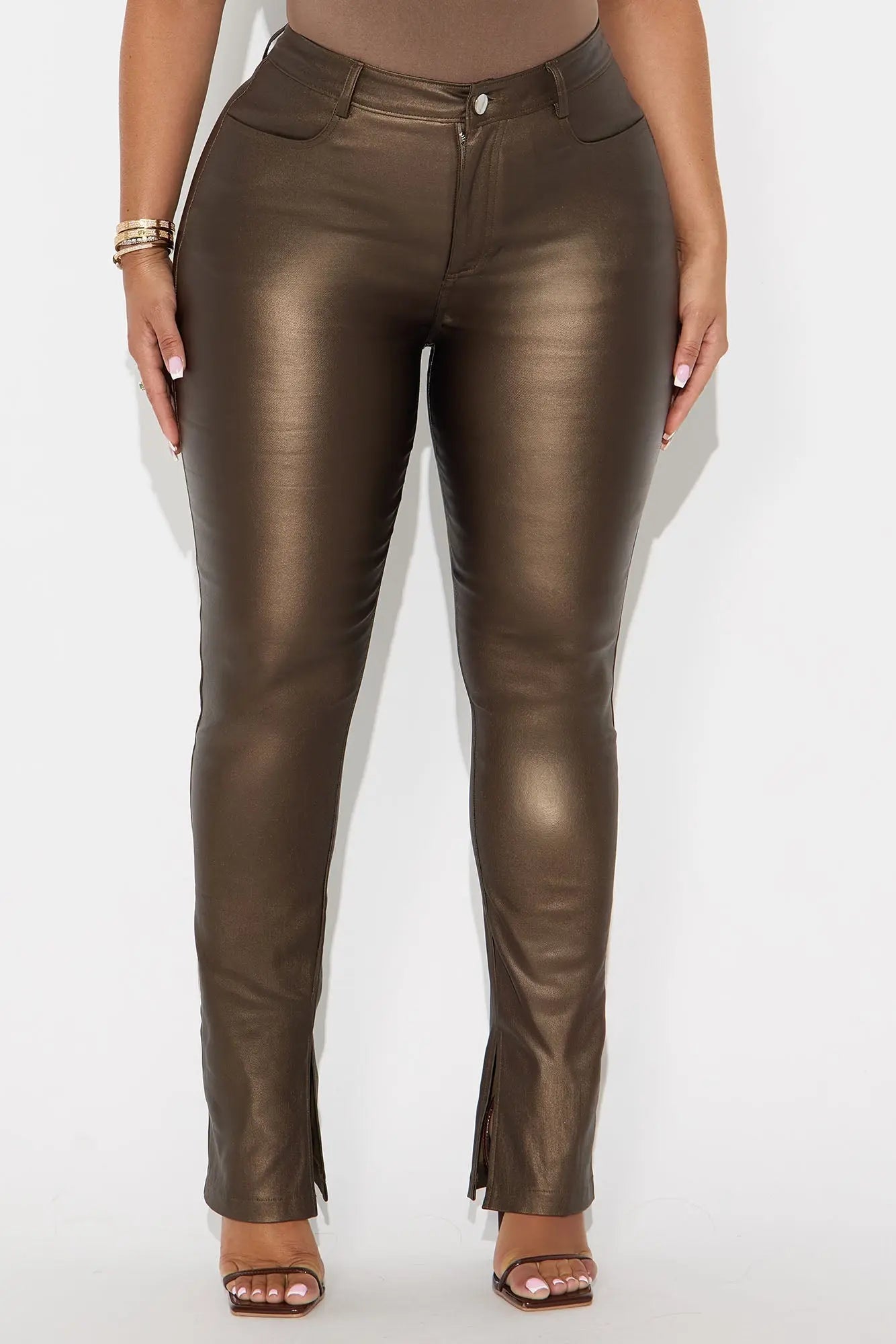 Gia Faux Leather Skinny Pant - Bronze 