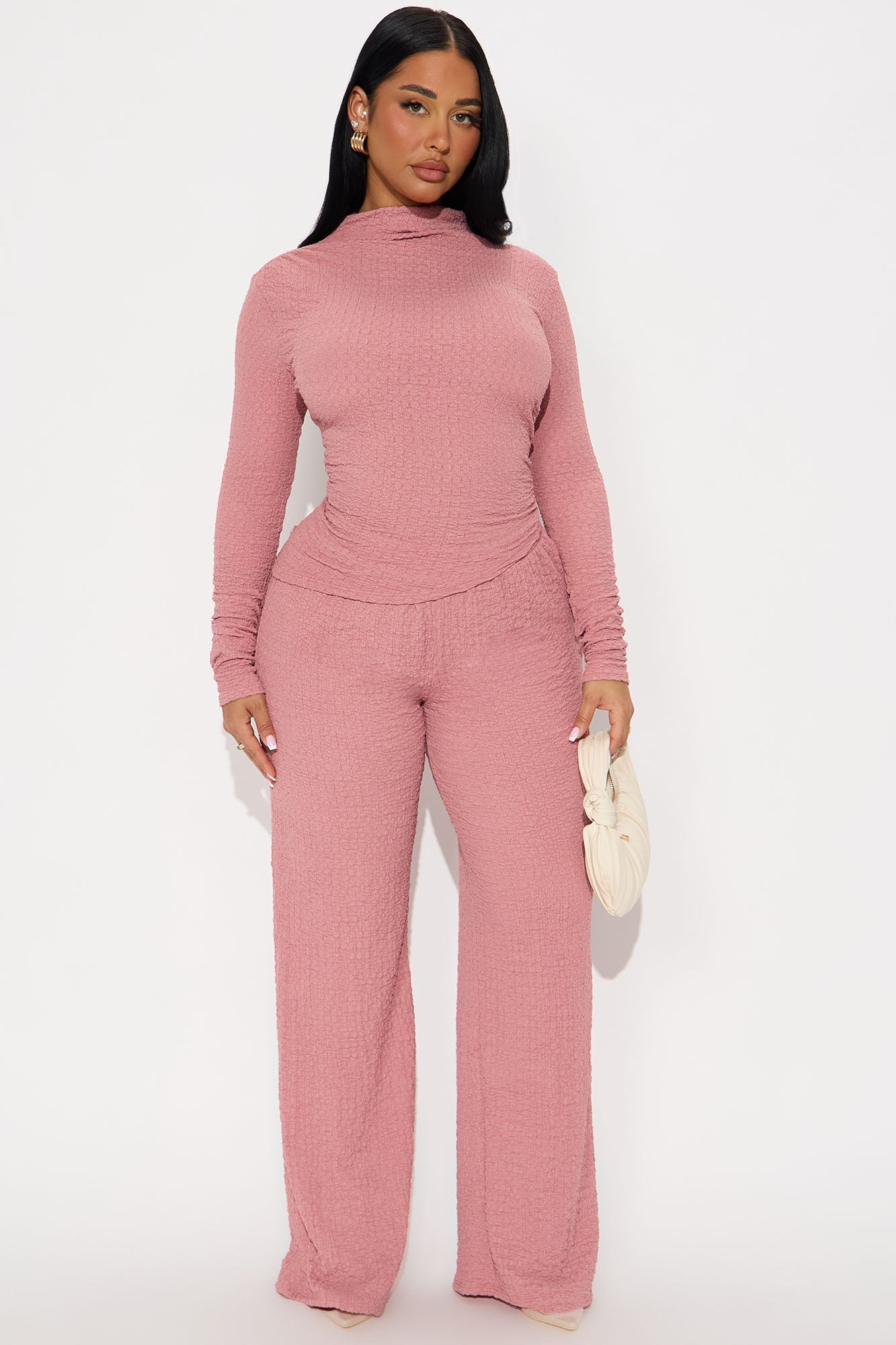 Ariella Textured Pant Set - Mauve