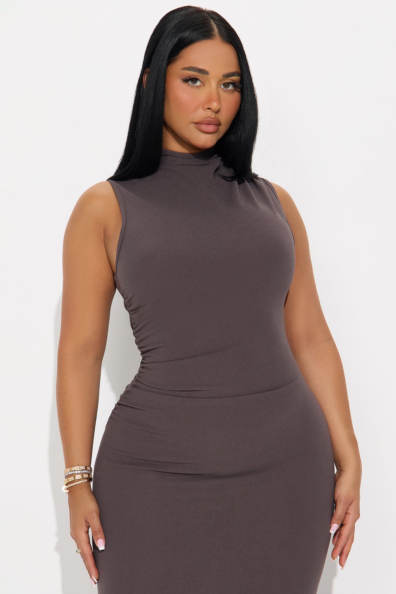 Office Drama Maxi Dress - Charcoal