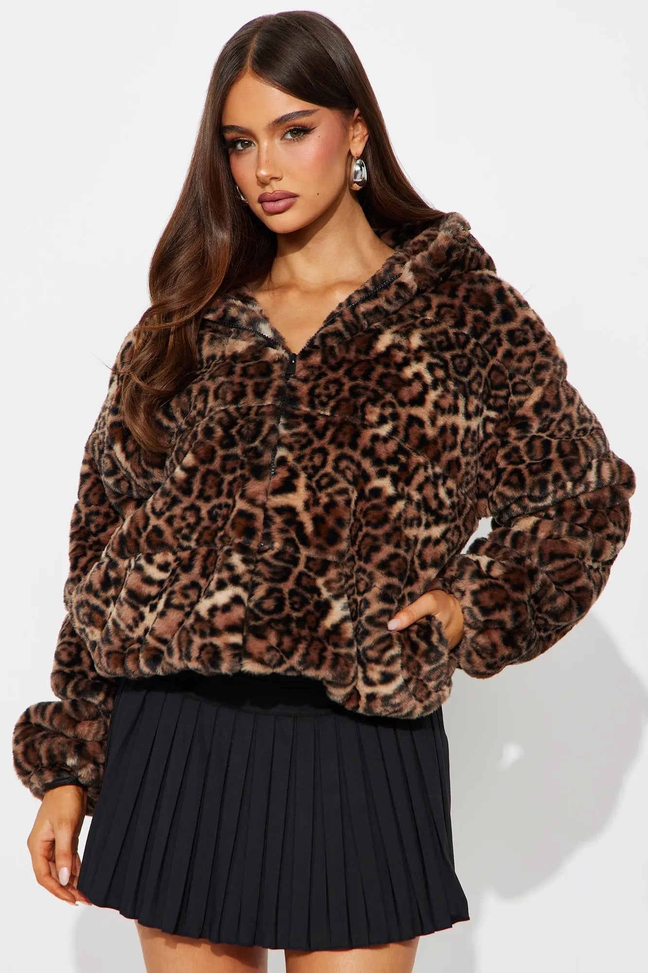 Leah Faux Fur Jacket - Leopard 