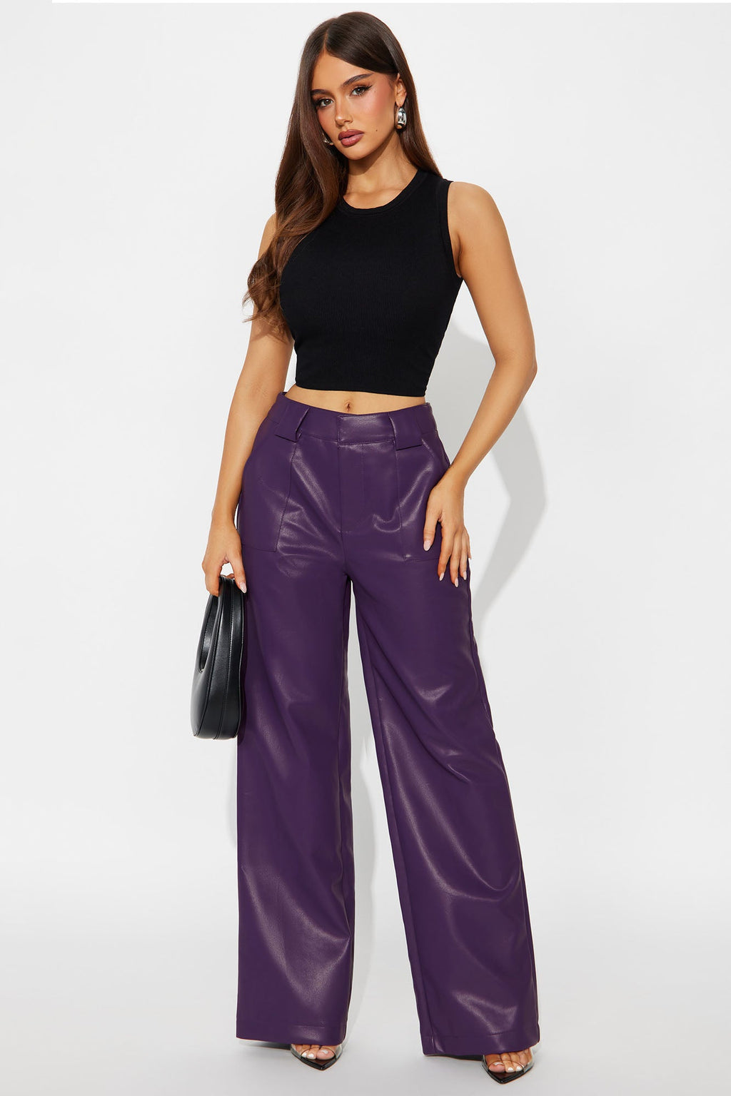 Tailored For You Faux Leather Pant - Purple