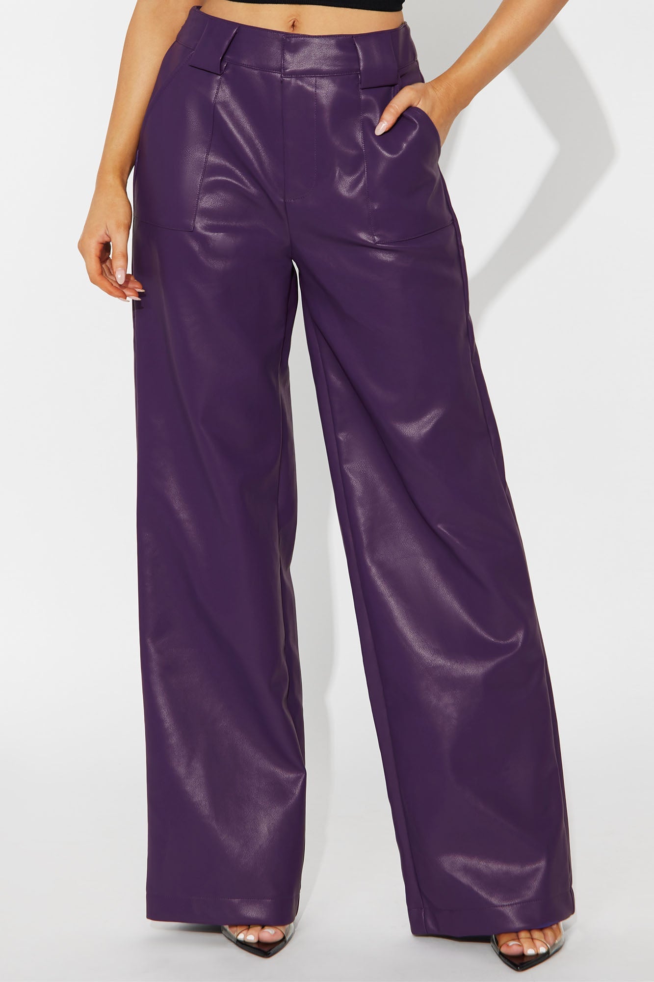 Tailored For You Faux Leather Pant - Purple