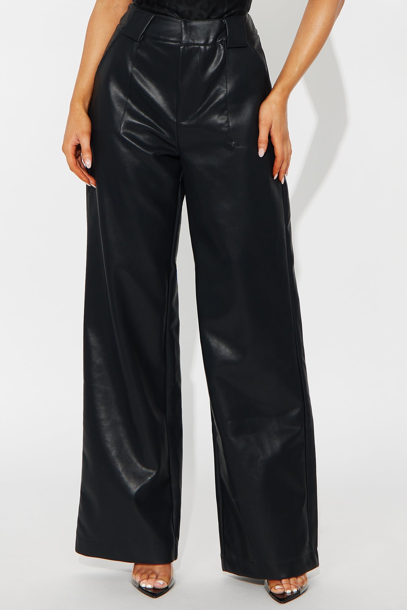 Tailored For You Faux Leather Pant - Black